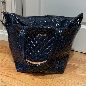 MZ WALLACE NAVY PATTEN TOTE BAG (USED ONCE)